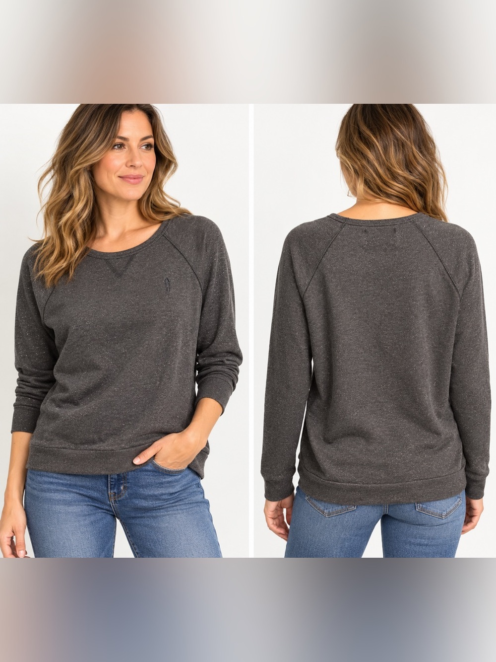 OBEY Propaganda Charcoal Gray Metallic Thread Raglan Sweatshirt Size S